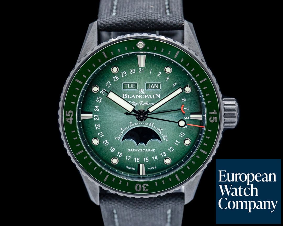 Image of Blancpain Bathyscaphe Quantième Complet Phases de Lune Green Dial