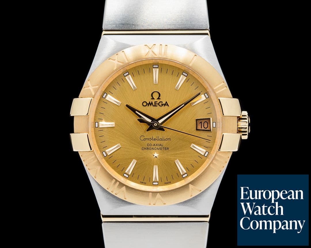 Image of Omega Constellation Co-Axial 35MM SS / 18K Yellow Gold Champagne Dial