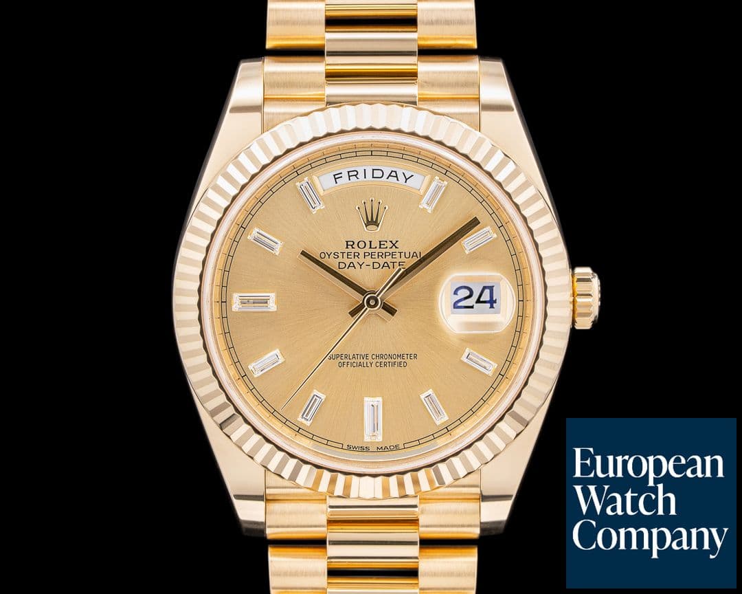 Image of Rolex Day Date President 18K Yellow Gold Champagne Baguette Dial