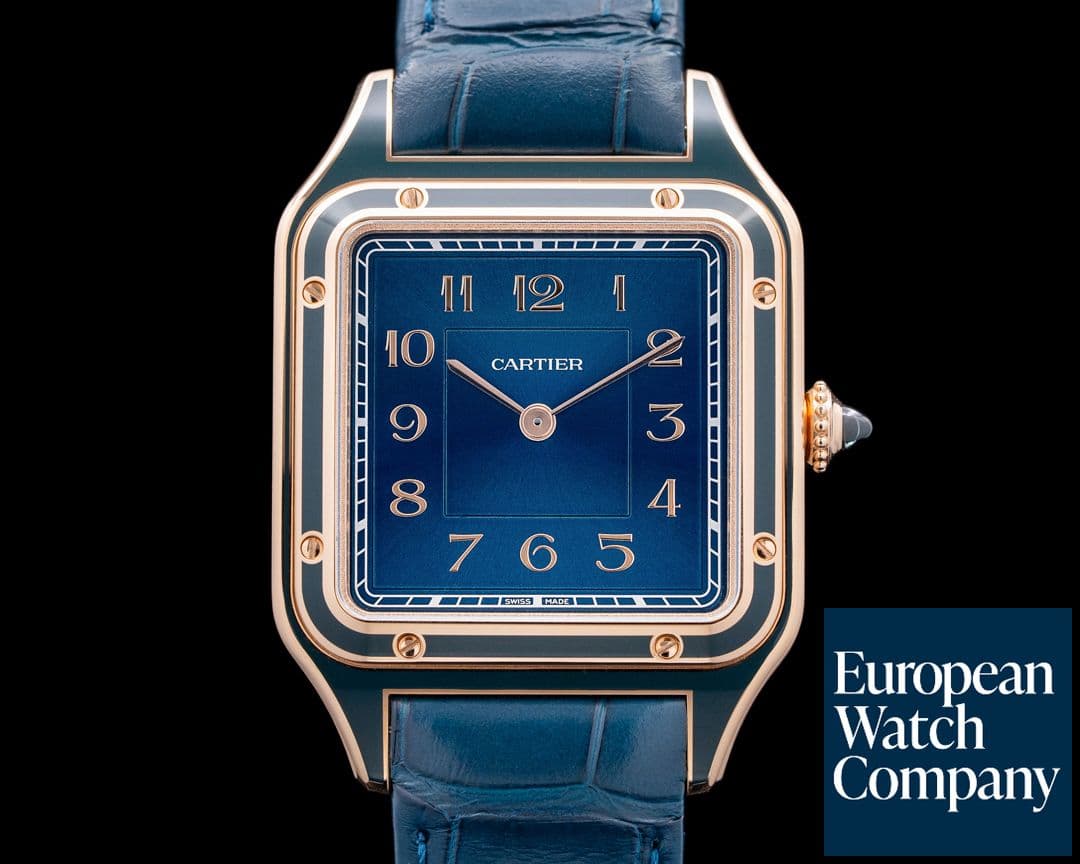 Image of Cartier Santos Dumont 18K Rose Gold Blue Dial LIMITED UNWORN
