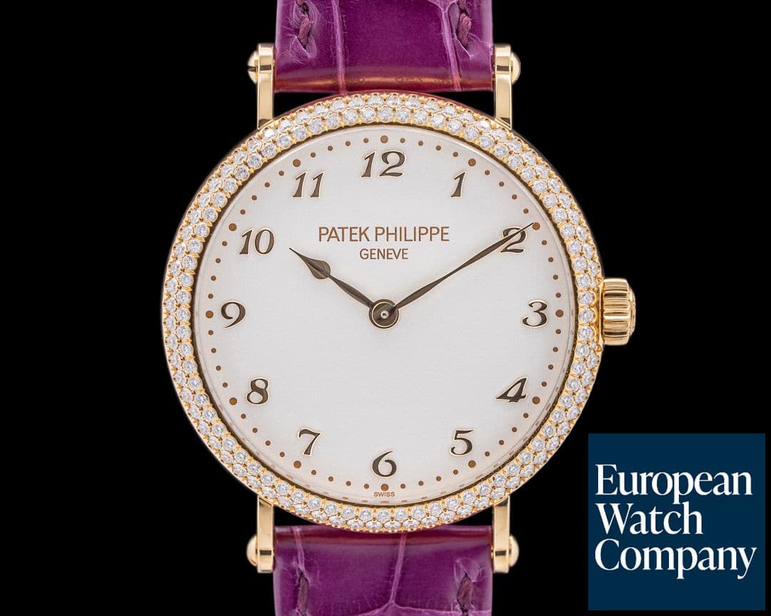 Image of Patek Philippe Ladies Calatrava 7200 18K Rose Gold Diamond Bezel Silver Dial
