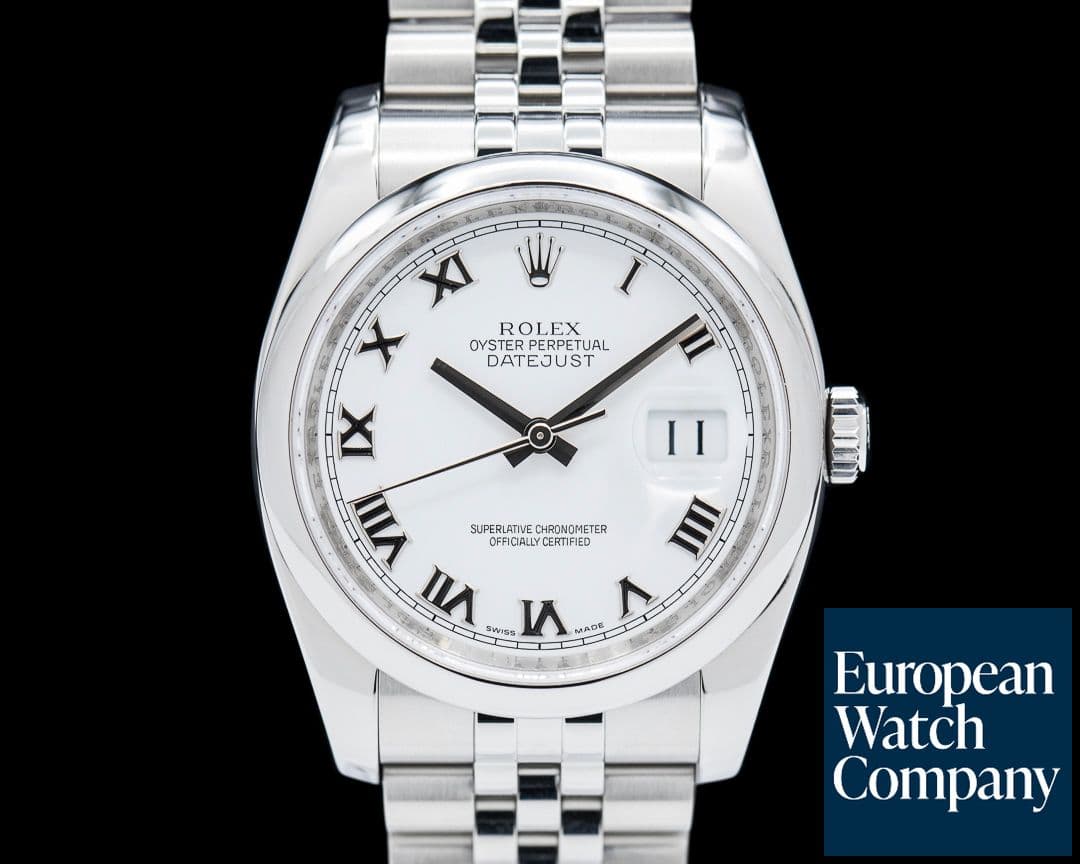 Image of Rolex Datejust 36 White Roman Dial SS Jubilee