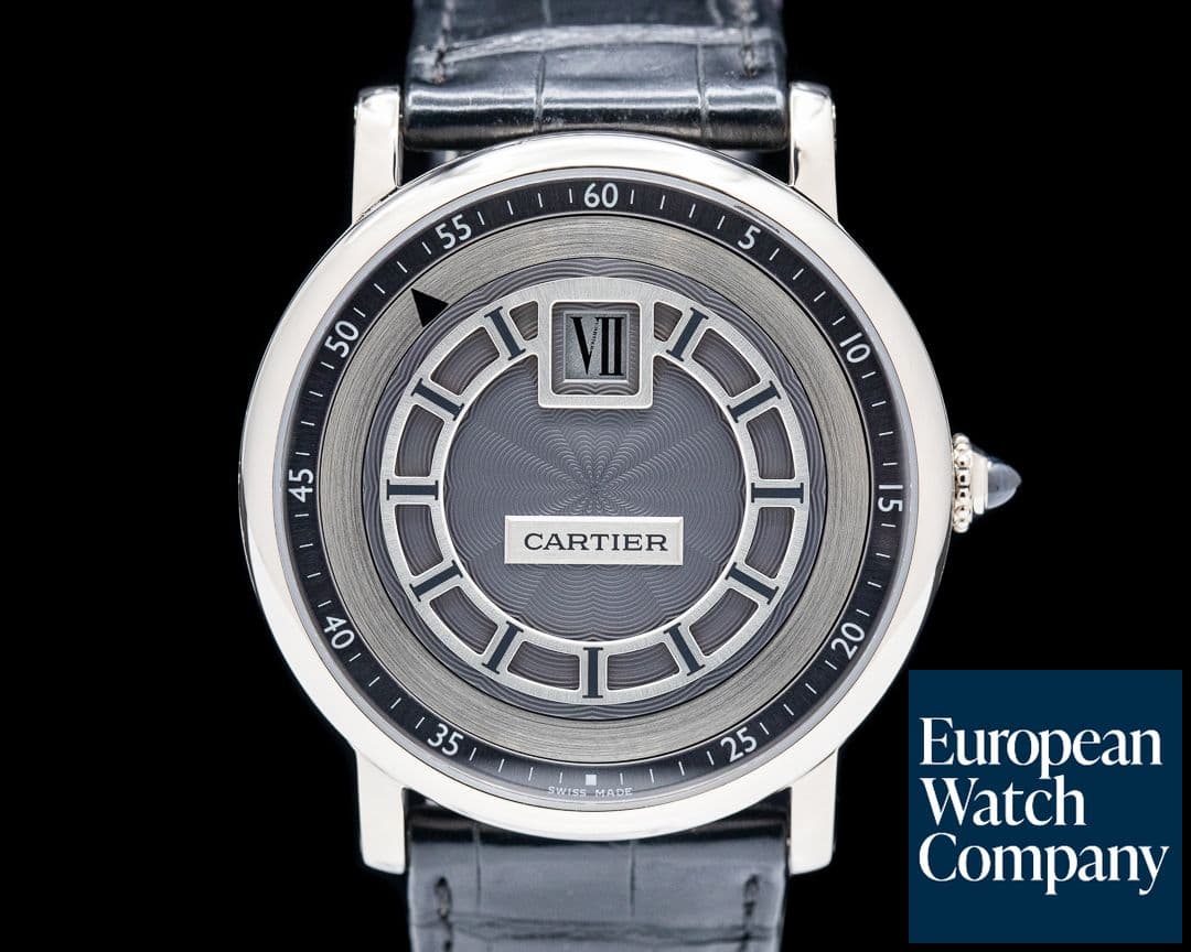 Image of Cartier Rotonde Jump Hour 18K White Gold Gray Dial