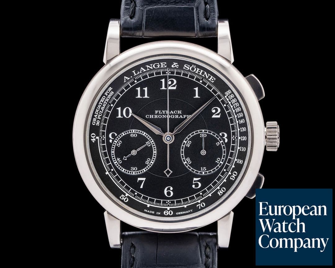 Image of A. Lange and Sohne 1815 414.028 Chronograph 18K White Gold Black Dial