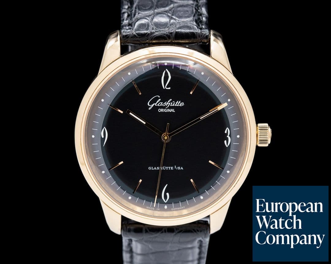 Image of Glashutte Original Senator Sixties 18K Rose Gold Black Dial