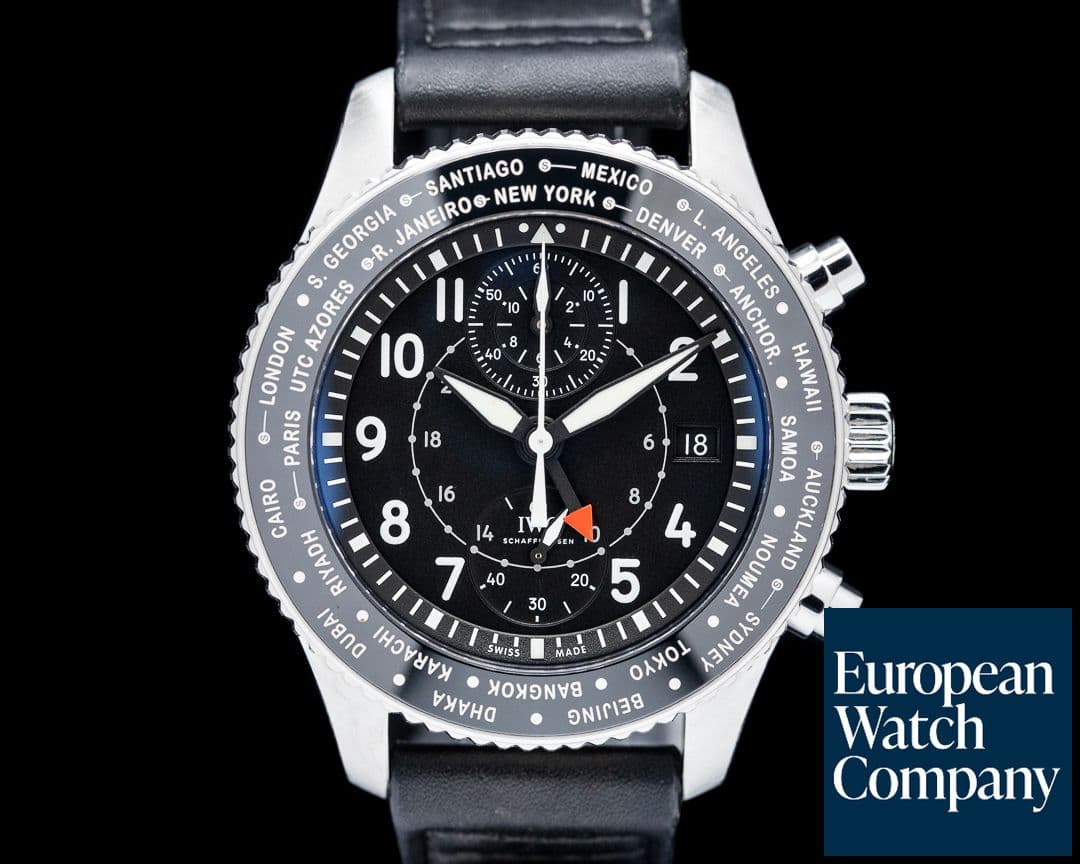 Image of IWC Pilots Watch Timezoner Chronograph SS Black Dial