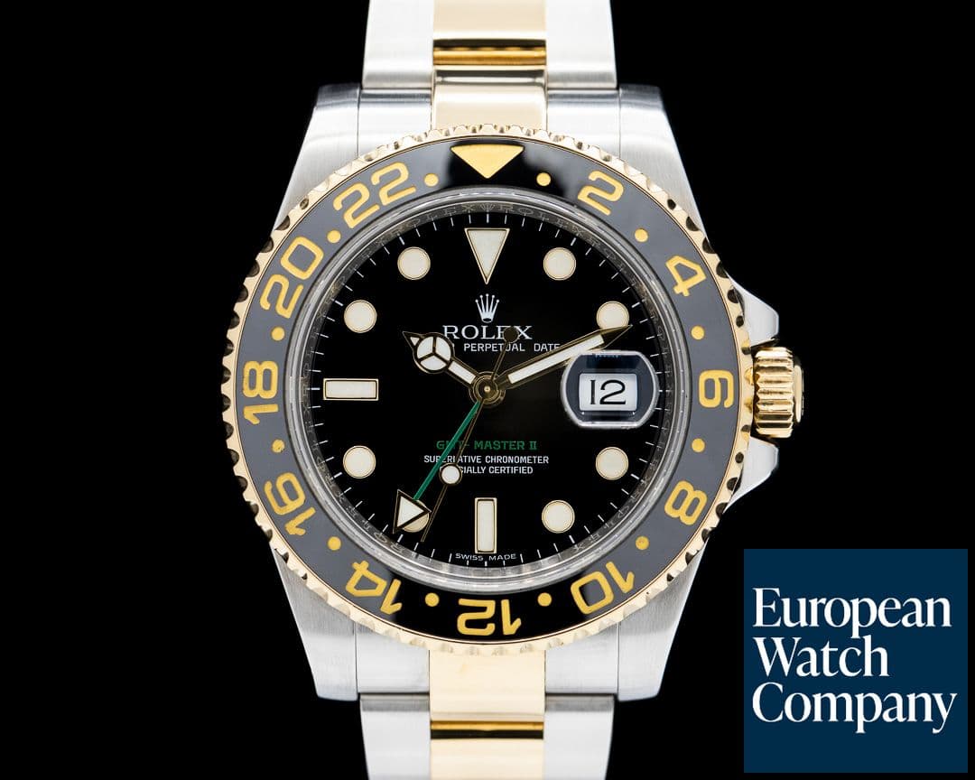 Image of Rolex GMT Master II 116713LN SS / 18K Yellow Gold Black Dial