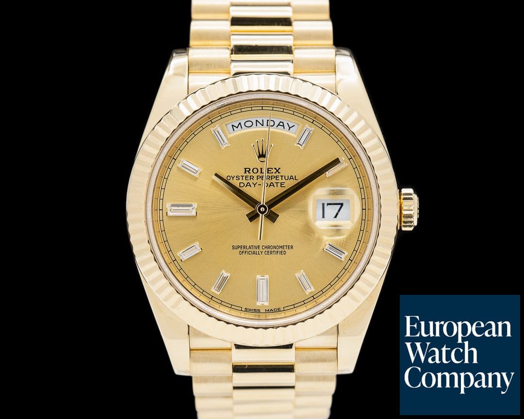 Image of Rolex Day Date President 18K Yellow Gold Champagne Baguette Dial