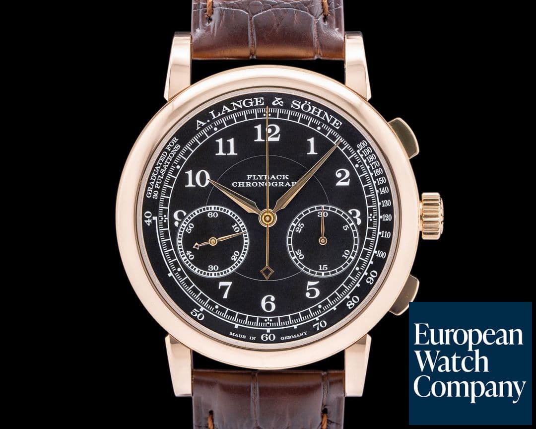 Image of A. Lange and Sohne 1815 Flyback 414.031 Chronograph 18K Rose Gold Black Dial