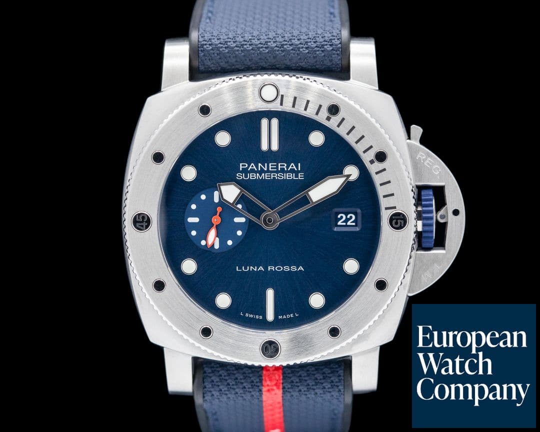 Image of Panerai Luminor Submersible Quarantaquattro Luna Rossa SS Blue Dial
