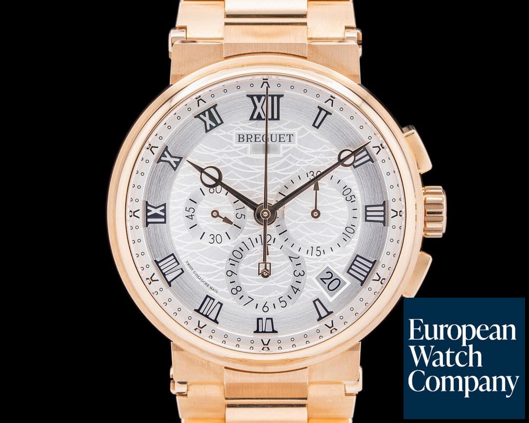 Image of Breguet Marine Chronograph 5527 18K Rose Gold Silver Dial UNWORN