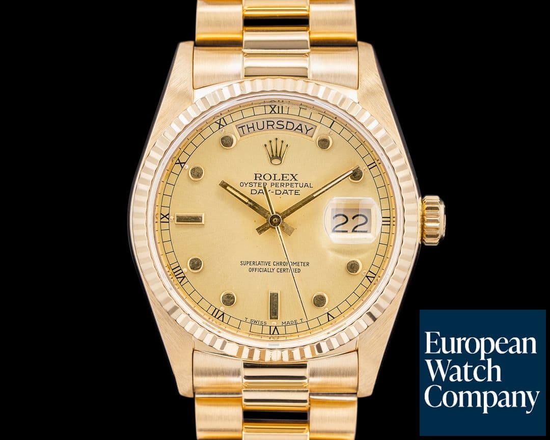 Image of Rolex Day Date 18038 Champagne "Pinball" Dial 18k YG C. 1986