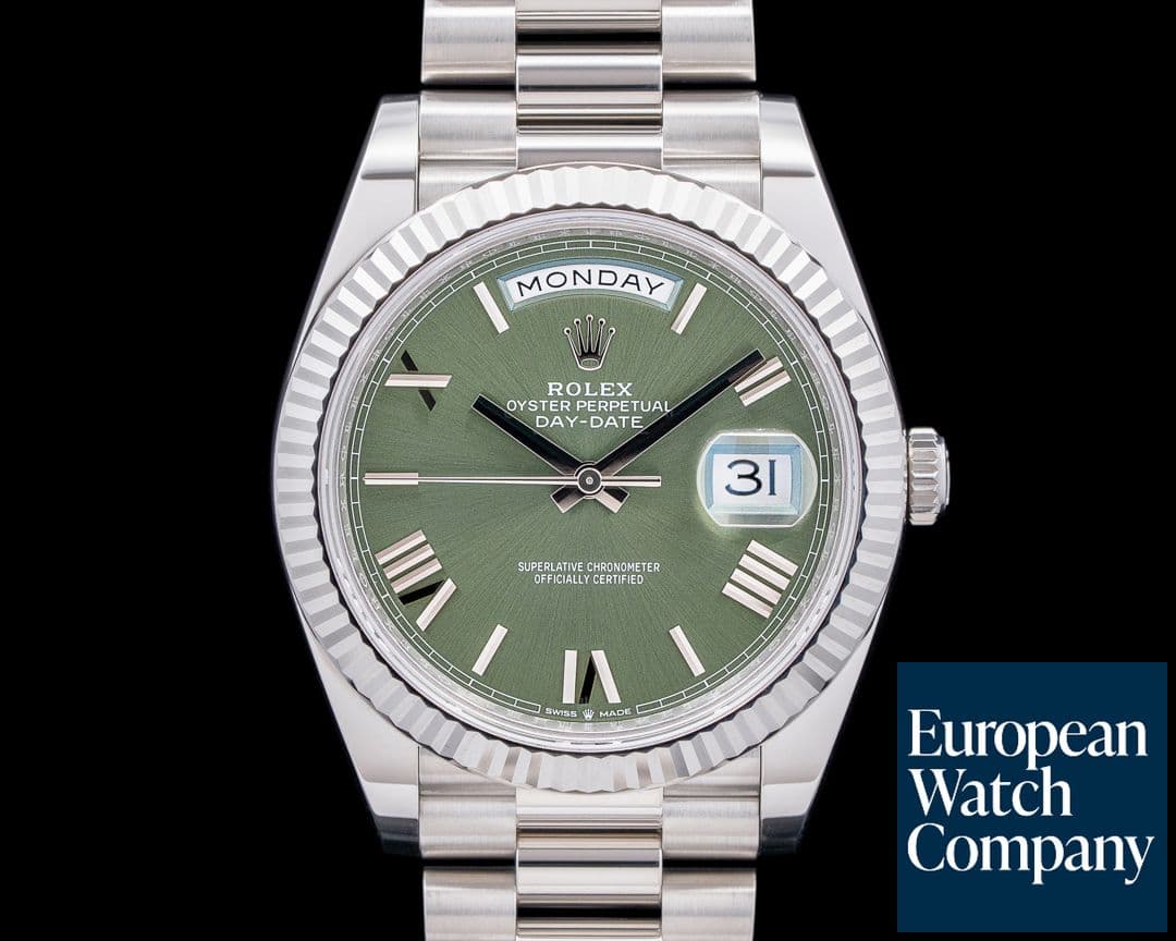 Image of Rolex Day Date President 228236 Platinum Green Roman Dial 2025 UNWORN