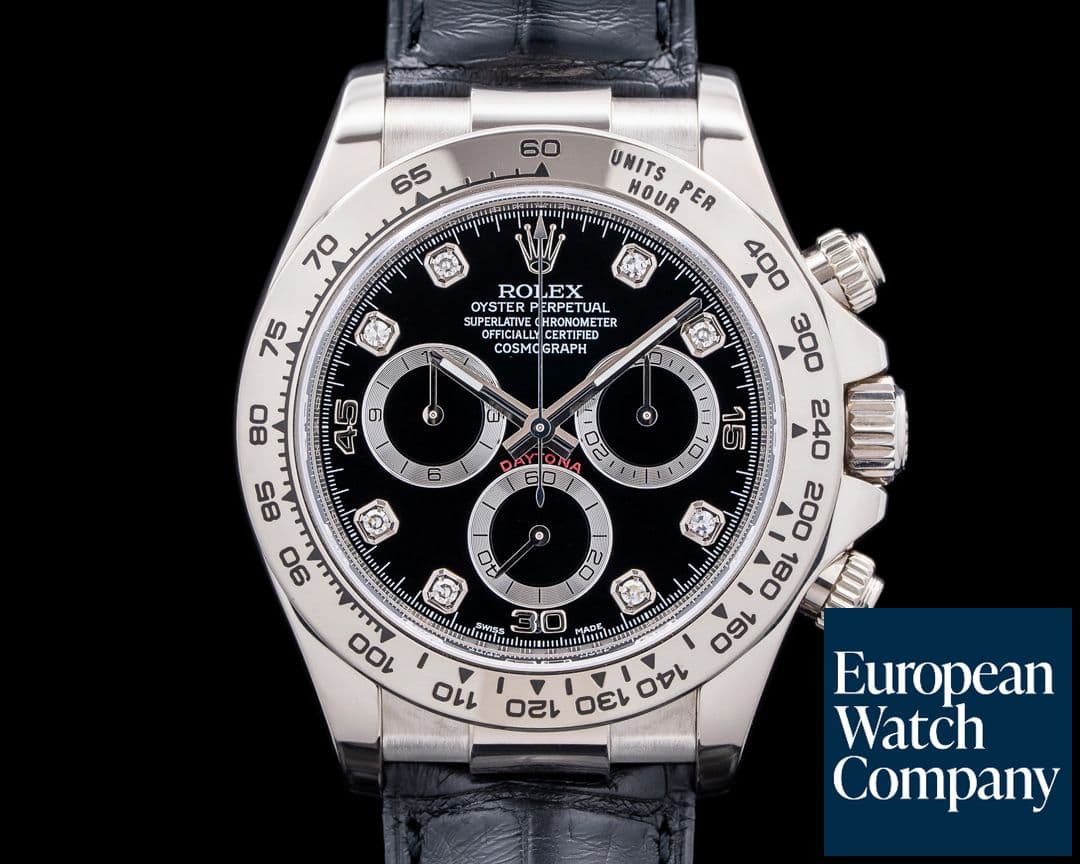 Image of Rolex Cosmograph Daytona 18K White Gold Diamonds Black Dial