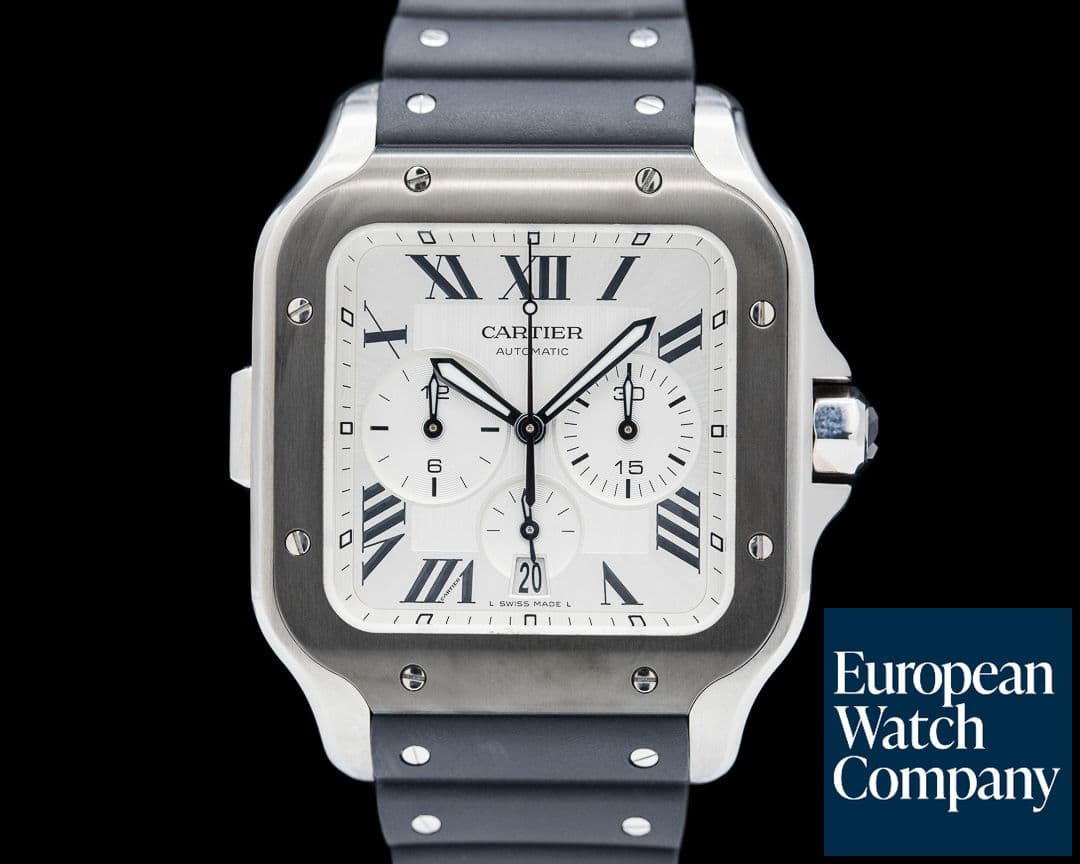 Image of Cartier Santos De Cartier Chronograph SS Silver Dial