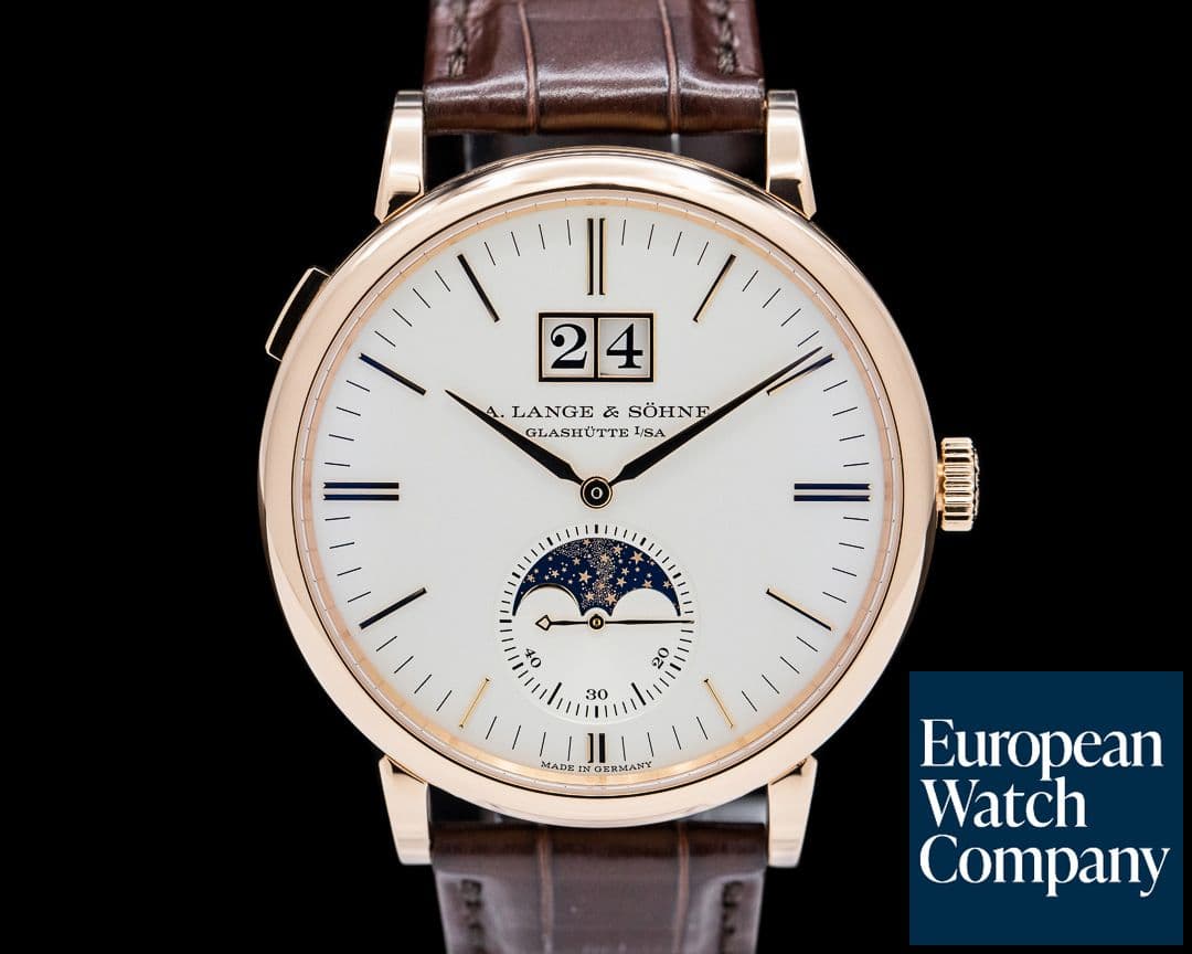 Image of A. Lange and Sohne Saxonia 384.032 Moon Phase Automatik 18K Rose Gold Silver Dial