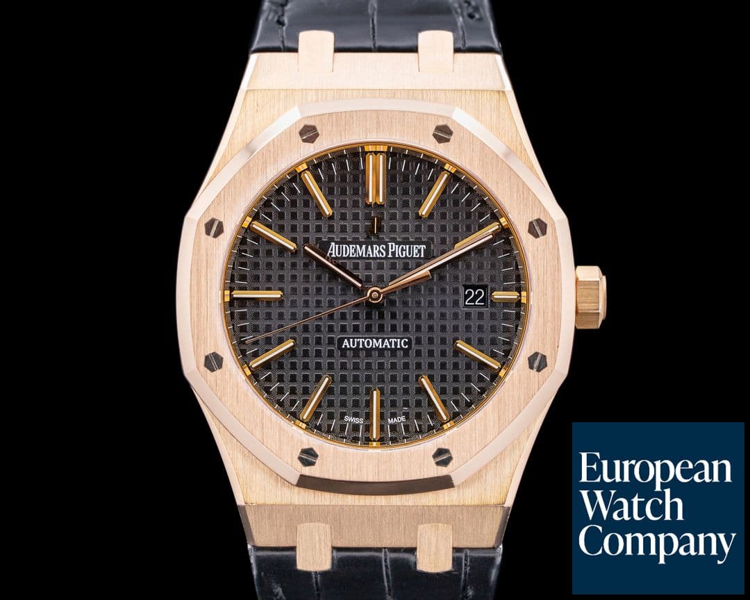 Image of Audemars Piguet Royal Oak 15400OR Jumbo 18K Rose Gold Black Dial