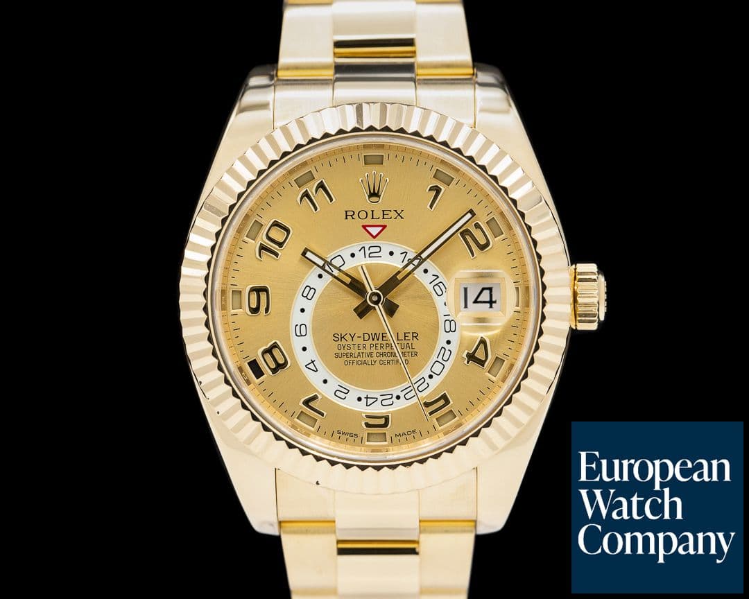 Image of Rolex Sky Dweller 18K Yellow Gold Champagne Arabic Dial