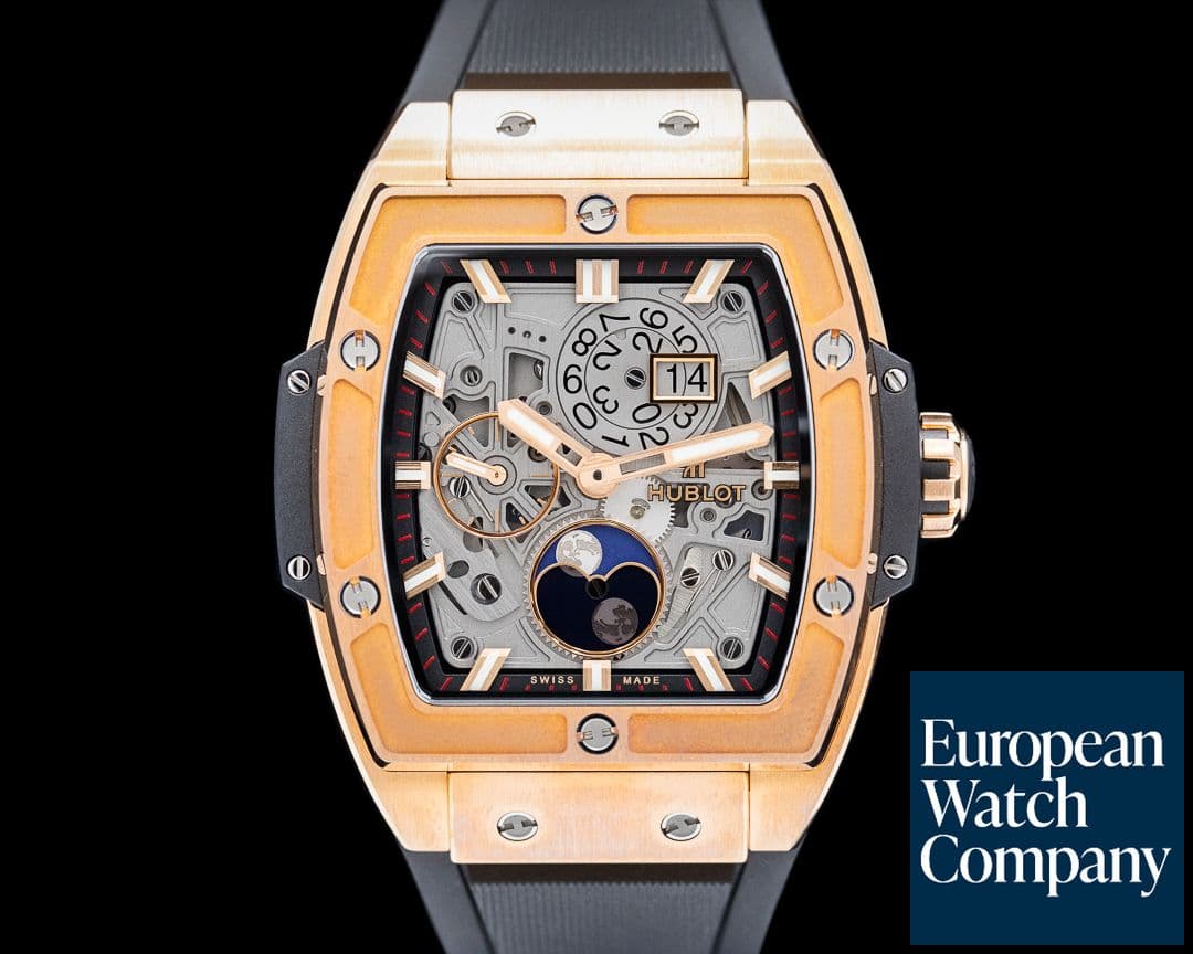 Image of Hublot Spirit of Big Bang Moon Phase 18K Rose Gold Skeleton Dial