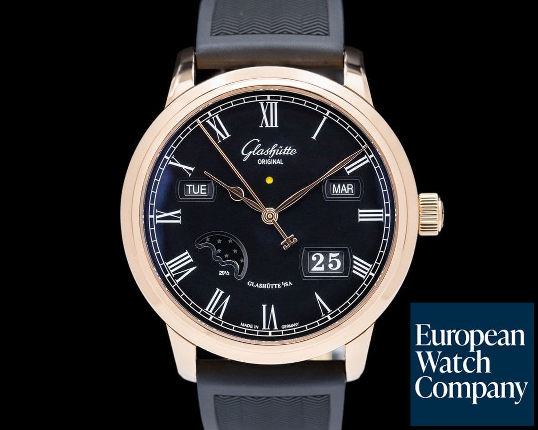 Image of Glashutte Original Senator Perpetual Calendar 18K Rose Gold Black Dial