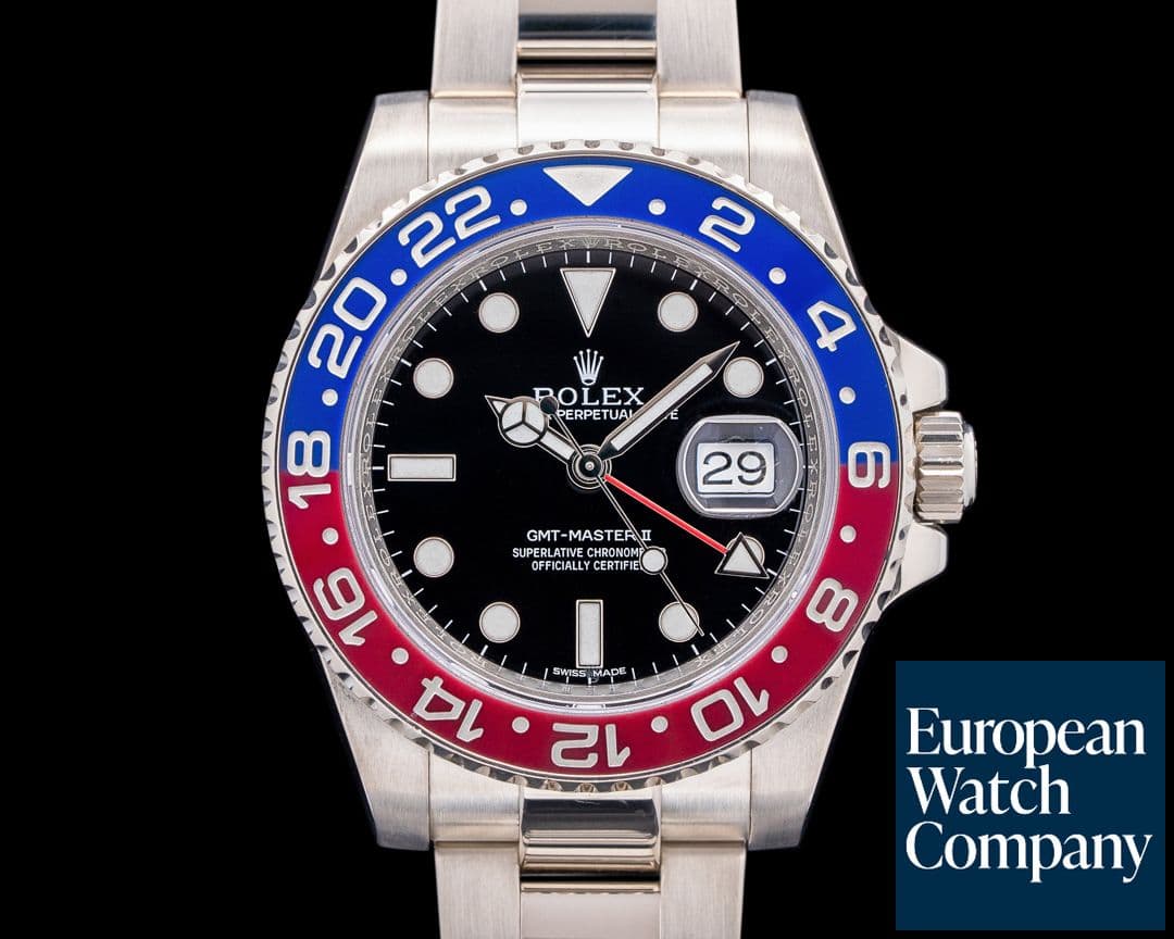 Image of Rolex GMT Master II 116719 Ceramic "Pepsi" 18K White Gold Black Dial