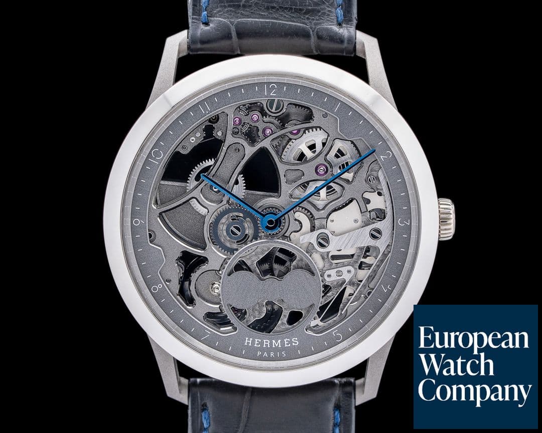 Image of Hermes Slim d'Hermès Squelette Lune Titanium/Platinum Skeleton Dial