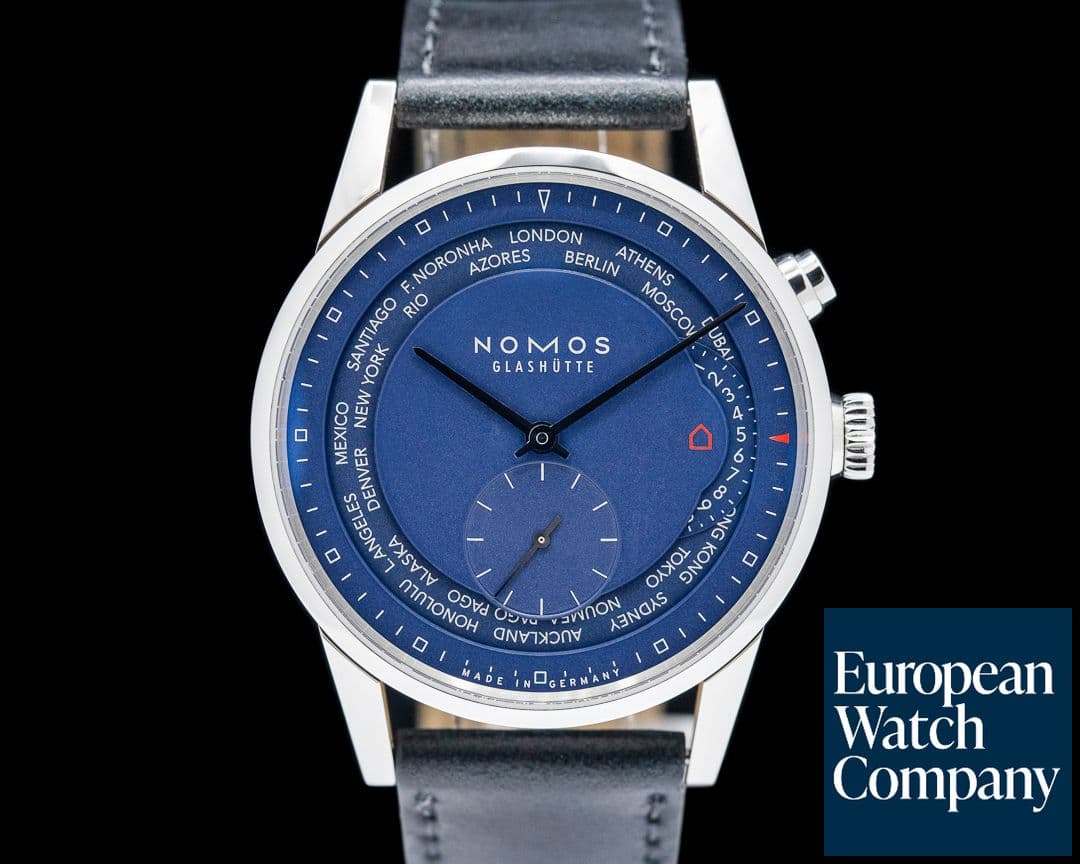 Image of Nomos Zurich Weltzeit World Timer SS Blue Dial