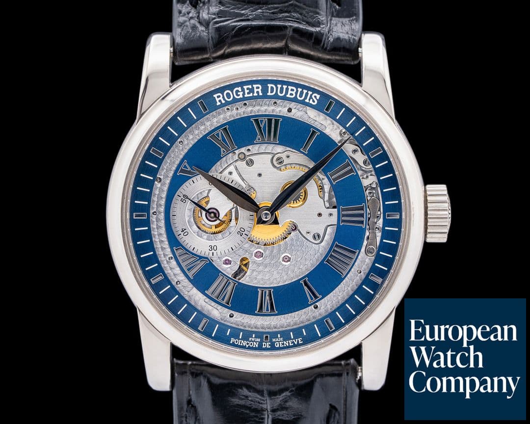 Image of Roger Dubuis Hommage 18K White Gold Skeleton Blue Dial LIMITED