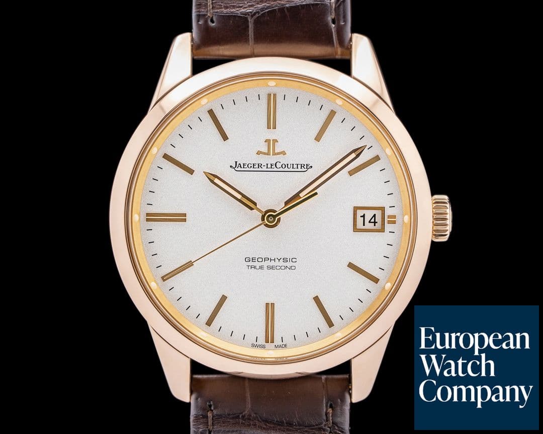 Image of Jaeger LeCoultre Geophysic True Second 18K Rose Gold Silver Dial