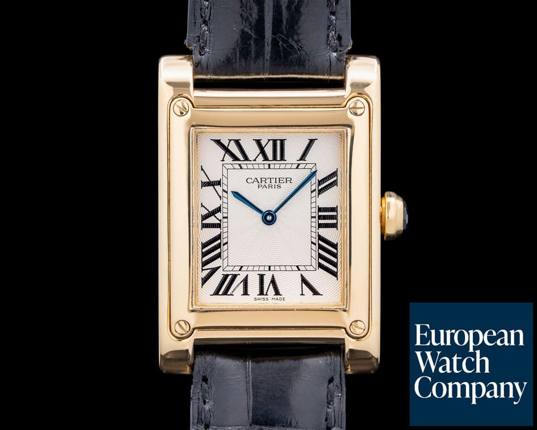 Image of Cartier Tank a Vis CPCP 18K Yellow Gold Silver Dial