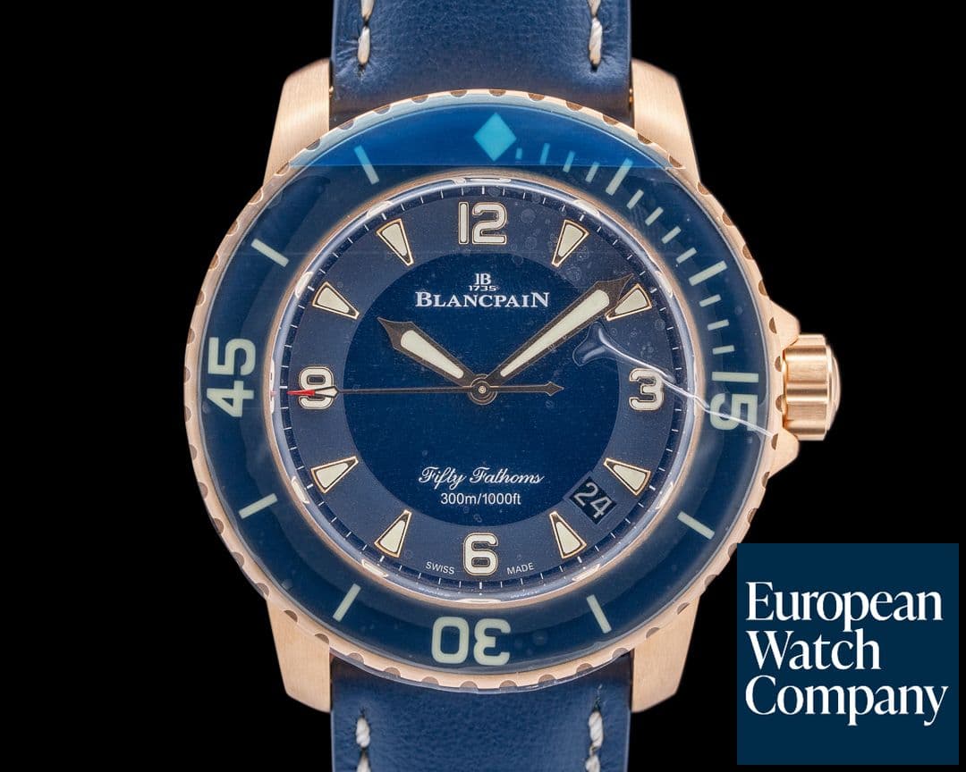 Image of Blancpain Fifty Fathoms 18K Rose Gold Blue Dial