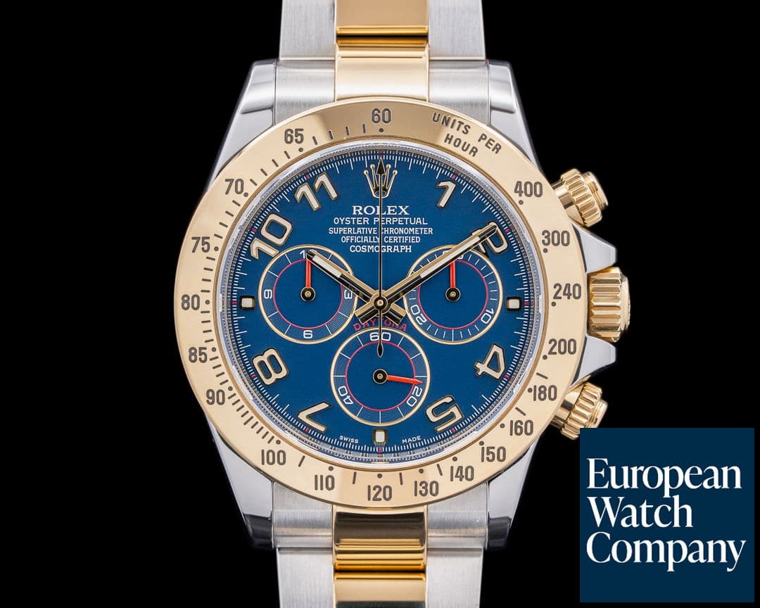 Image of Rolex Daytona 116523 18K Yellow Gold / SS Racing Blue Arabic Dial