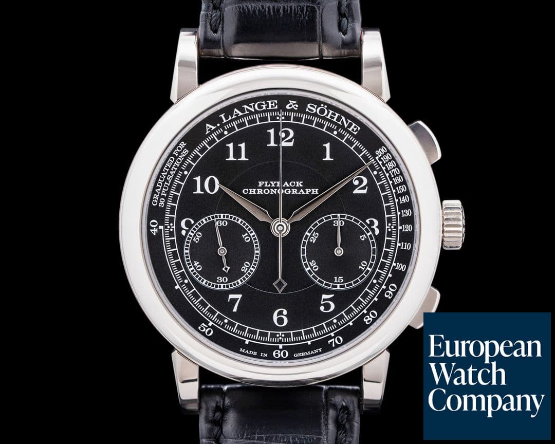 Image of A. Lange and Sohne 1815 414.028 Chronograph 18K White Gold Black Dial