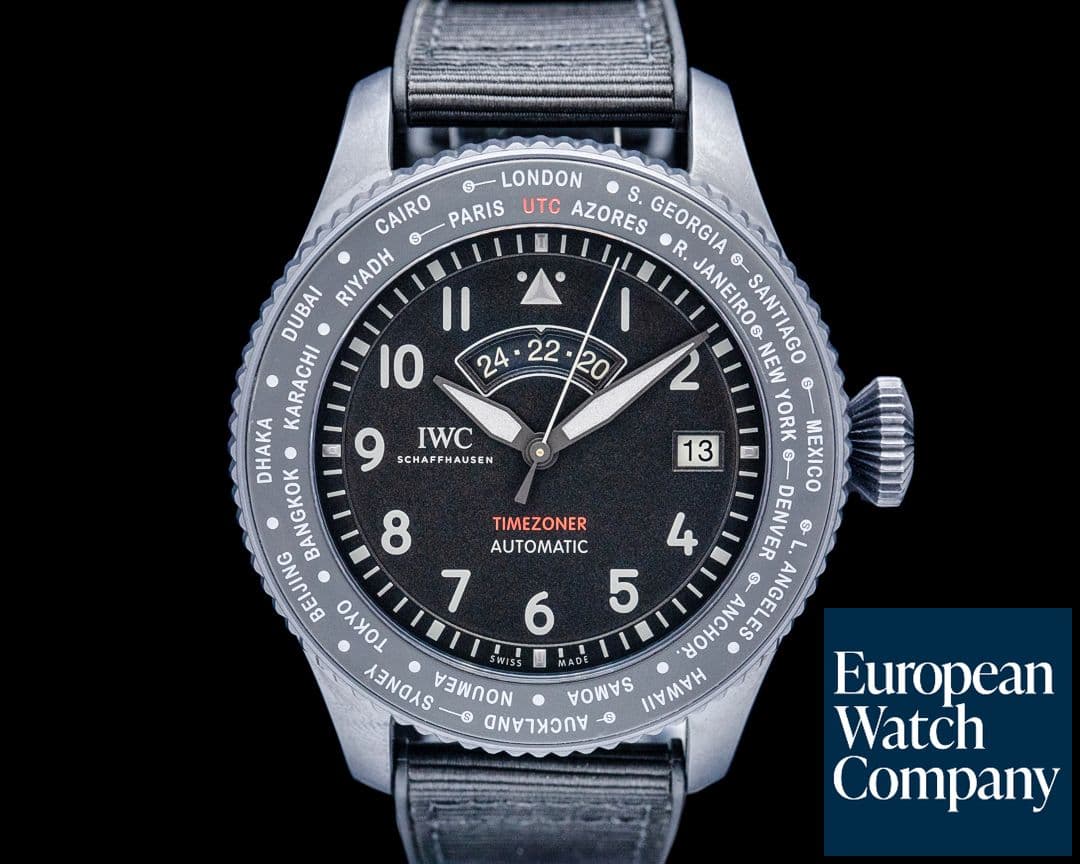 Image of IWC Pilots Watch Timezoner Top Gun Edition Ceratanium Black Dial