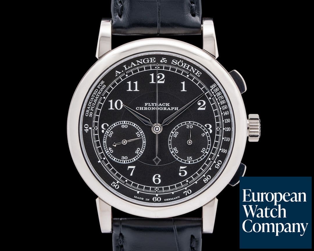 Image of A. Lange and Sohne 1815 414.028 Chronograph 18K White Gold Black Dial