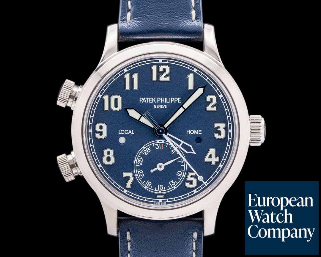 Image of Patek Philippe Mid Size 7234G Calatrava Pilot Travel Time 18K White Gold