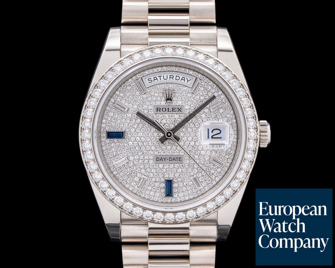Image of Rolex 228349RBR Day Date President 18K White Gold Diamond Baguette Dial