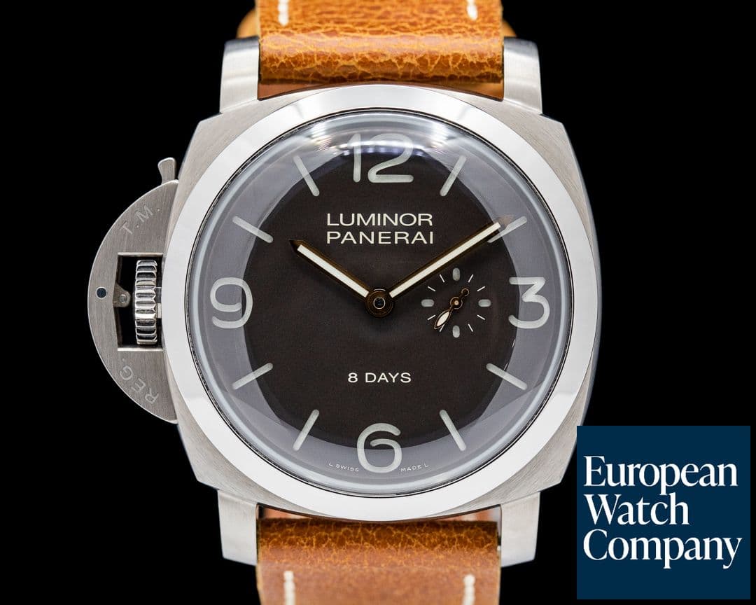 Image of Panerai Luminor 1950 Left-Handed 8 Days Titanio Brown Dial