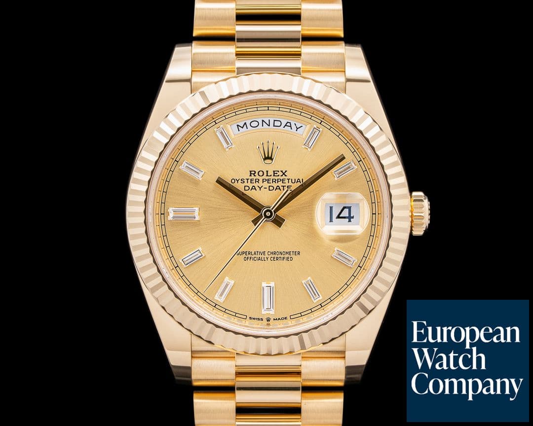 Image of Rolex Day Date President 18K Yellow Gold Champagne Baguette Dial UNWORN