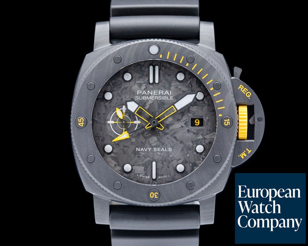 Image of Panerai Submersible GMT Carbotech "Navy Seals" Forged Carbon Dial