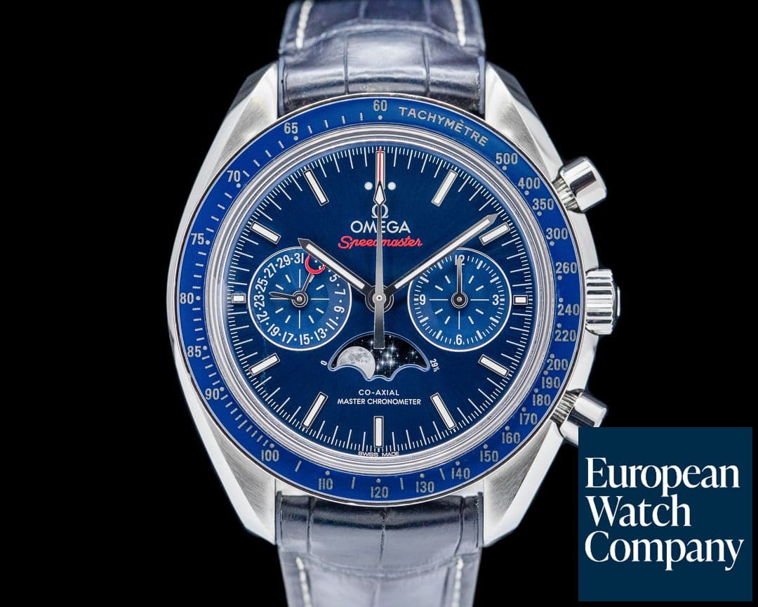 Image of Omega Speedmaster Moonphase Chronograph SS Blue Dial