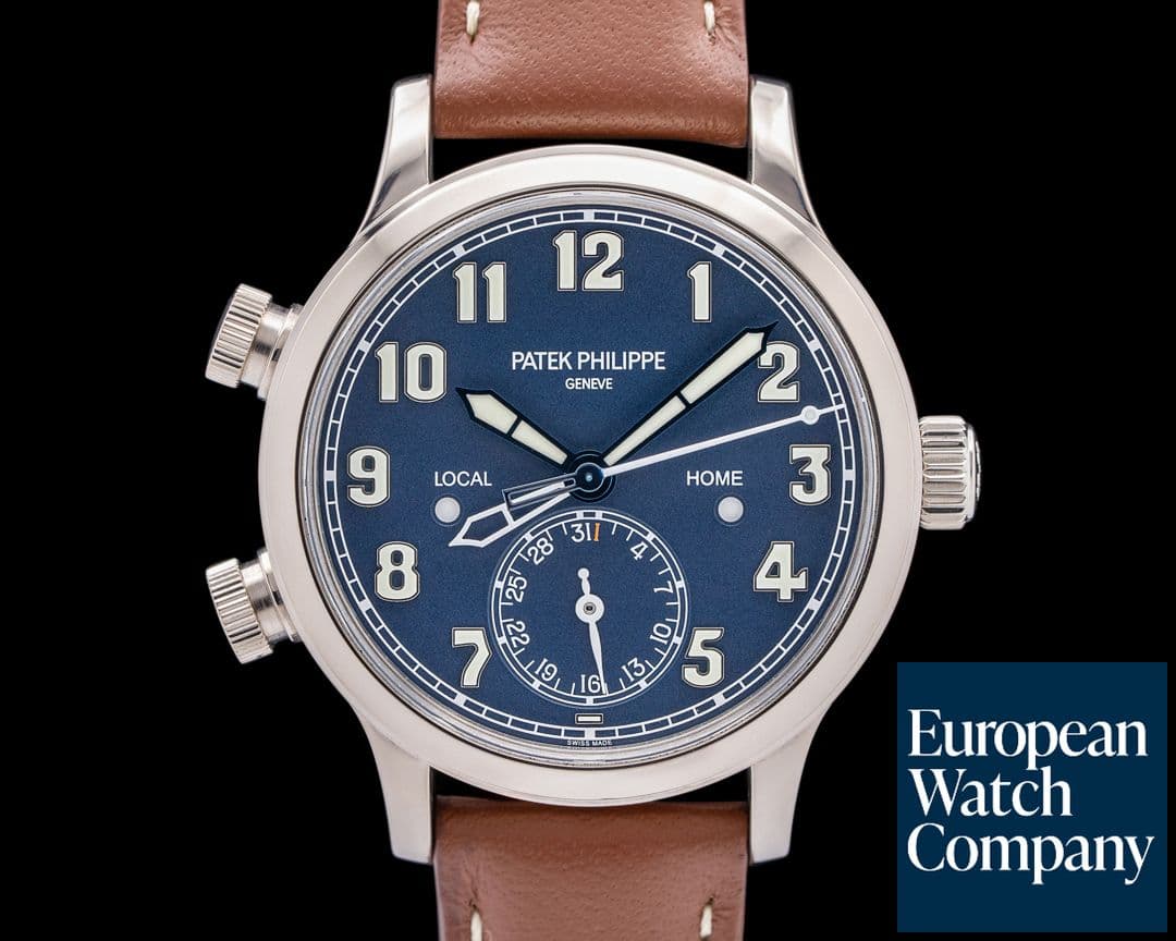 Image of Patek Philippe 7234G Mid Size Calatrava Pilot Travel Time 18K White Gold