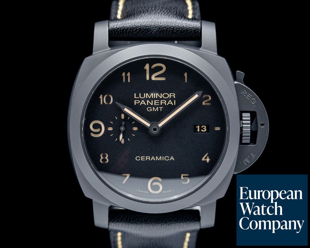 Image of Panerai Luminor 1950 3-Day GMT Ceramic Black Dial