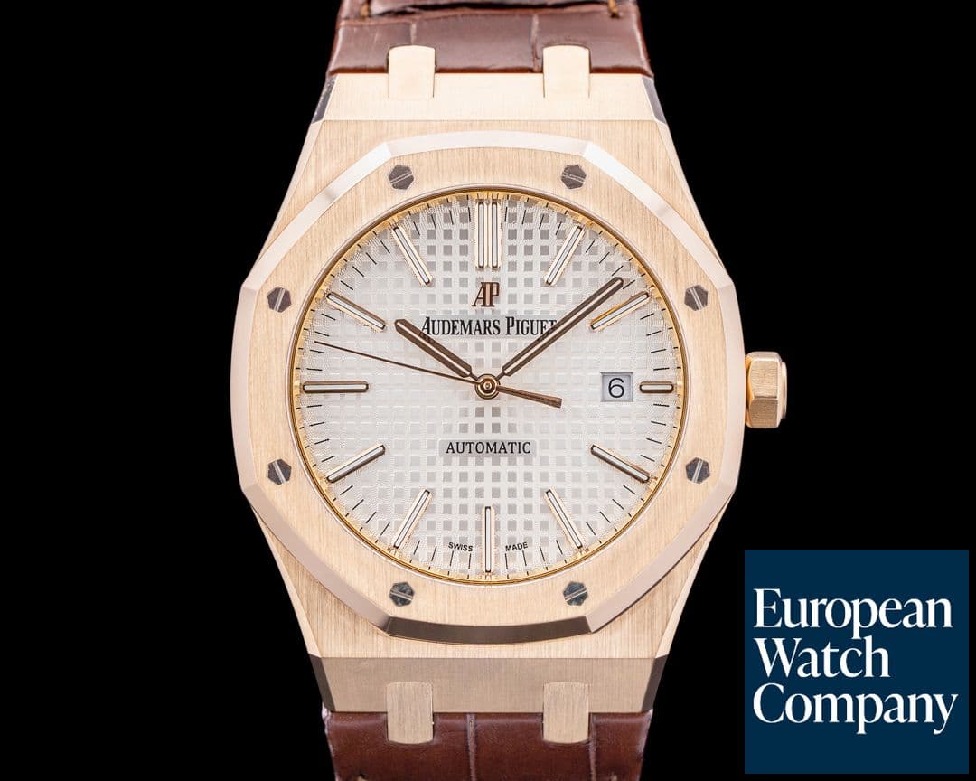 Image of Audemars Piguet 15400OR Royal Oak Jumbo 18K Rose Gold Silver Dial
