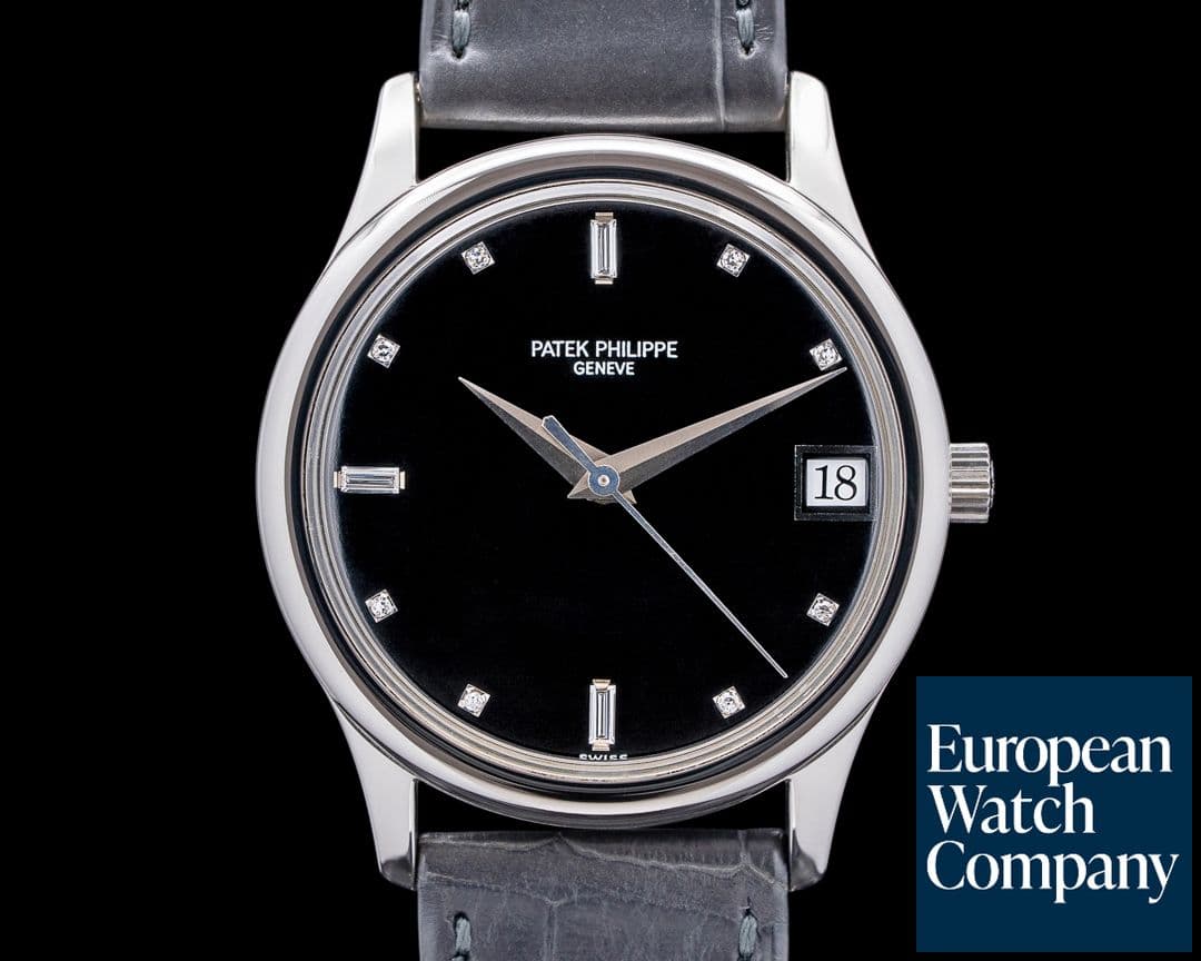 Image of Patek Philippe 3998P Calatrava Automatic Platinum Diamond Black Dial RARE