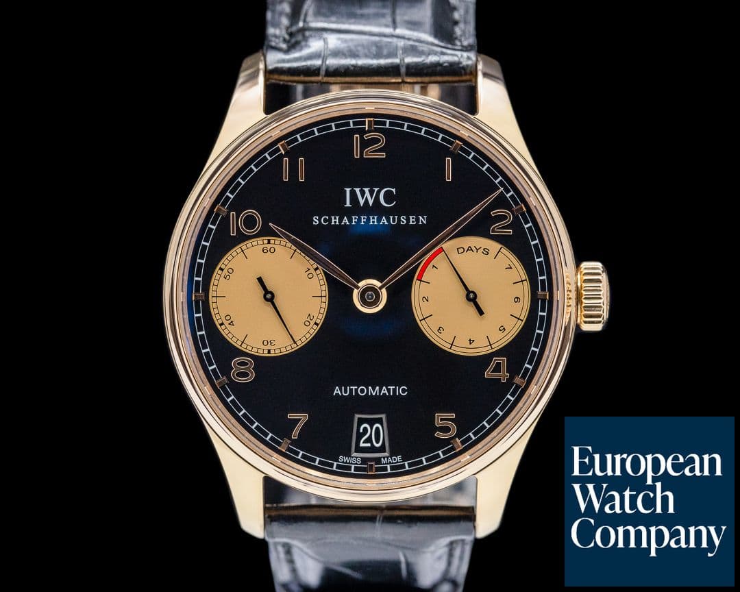 Image of IWC Portuguese 7 Day Automatic 18K Rose Gold Black Dial Boutique Edition