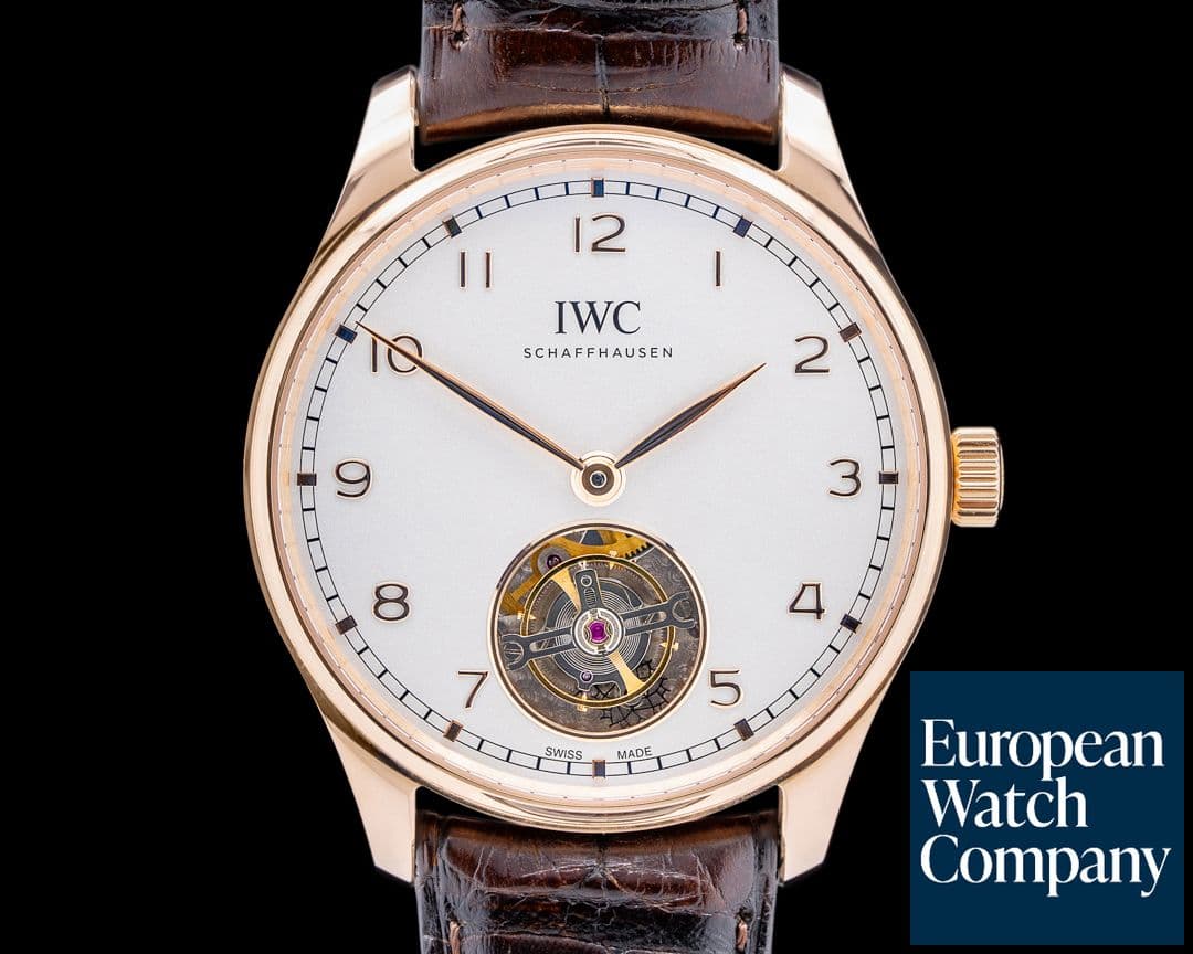 Image of IWC Portugieser Hand-Wound Tourbillon 18K Rose Gold Silver Dial