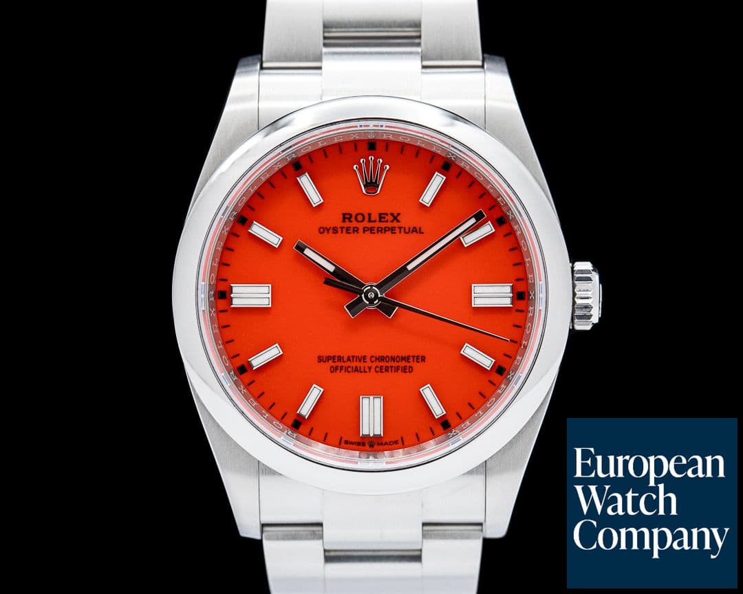 Image of Rolex 126000 Oyster Perpetual SS Coral Red Dial