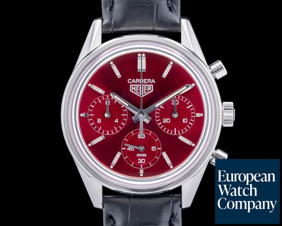 Image of Heuer Carrera Chronograph SS Red Dial LIMITED