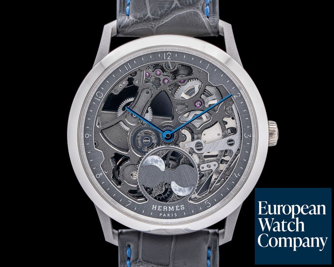 Image of Hermes Slim d'Hermès Squelette Lune Titanium / Platinum Skeleton Dial